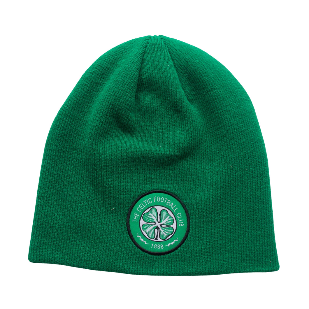 Celtic Football Club Knitted Beanie Hat - Crest - Adult One Size - Green
