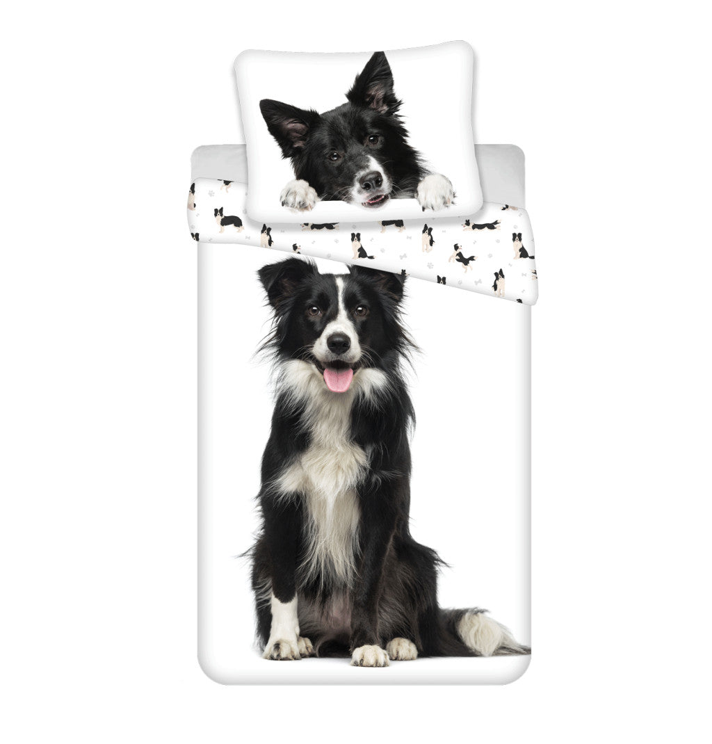 Border Collie Single Duvet Cover Set 140 x 200 cm 100% COTTON