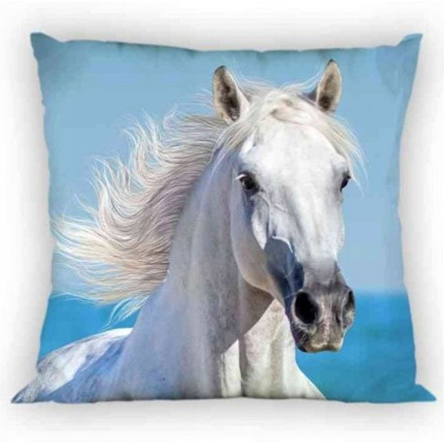 White Horse Cushion Cover or Pillowcase 40 x 40 cm 100% COTTON