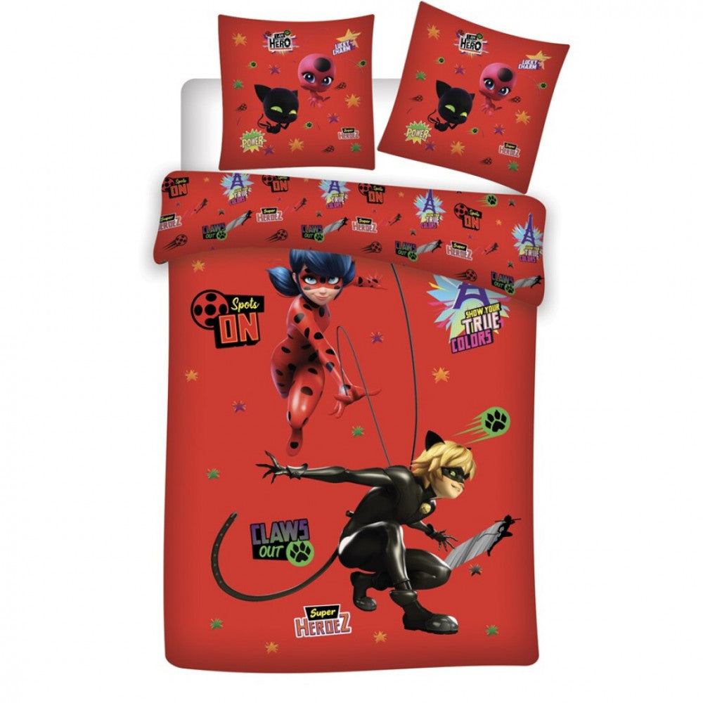 Miraculous LADYBUG & CAT NOIR Single Duvet Cover Set 140 x 200 cm