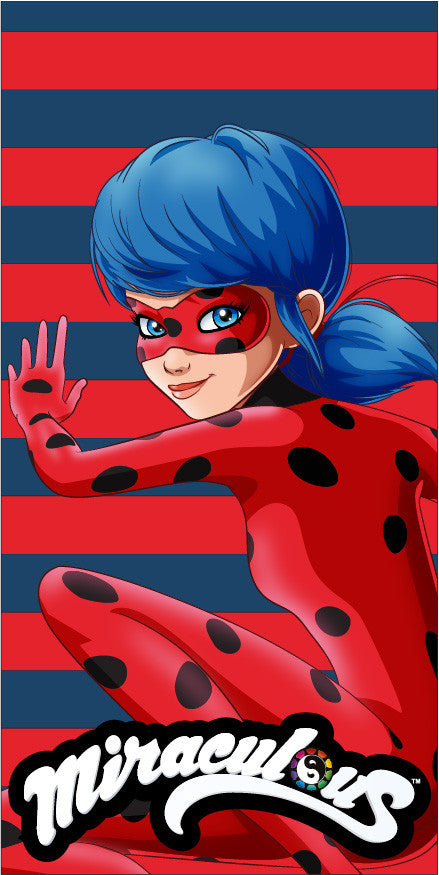 Zag Miraculous Ladybug Bath Beach Pool Towel 140 x 70 cm Fast Dry.