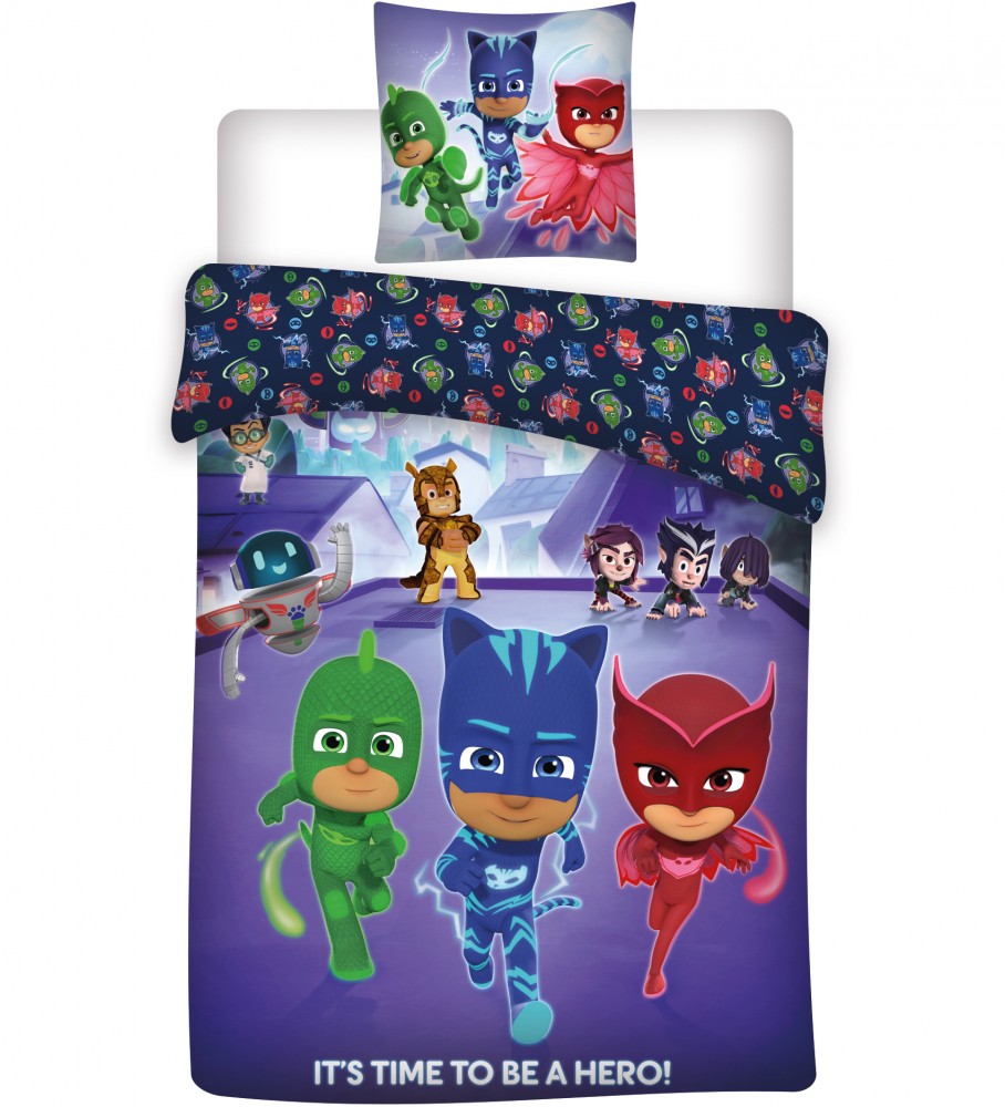 PJ Masks Toddler/Baby Size Duvet Cover Set 100x140 cm 100% COTTON Catboy Owlette