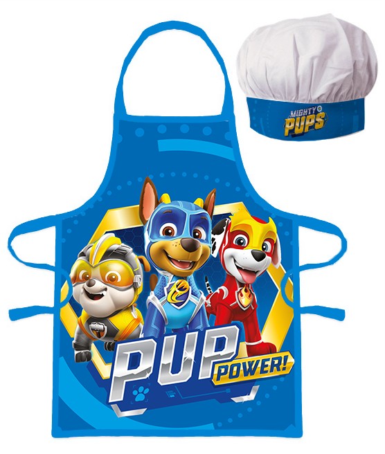 Paw Patrol Mighty Pups Apron and Chef Hat Set. Marshall Chase Rubble. Pup Power