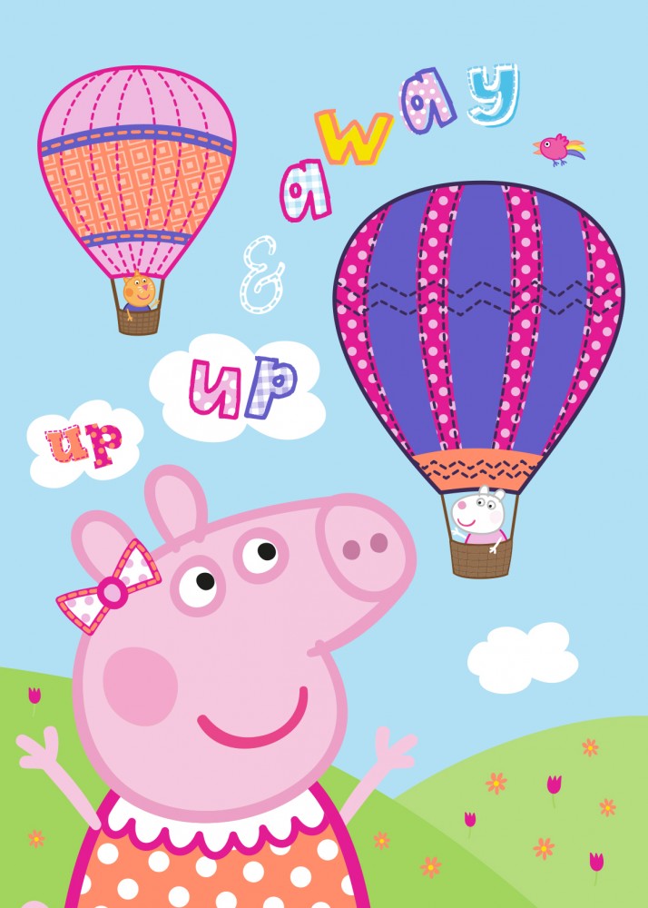 Peppa Pig Fleece Throw Blanket 100 x 140 cm Suzy Sheep in Hot Air Balloon