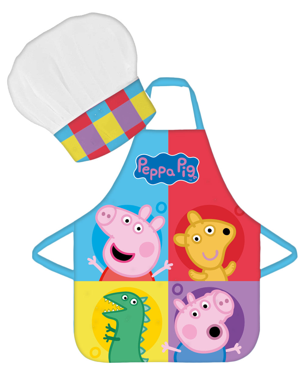 Peppa Pig Apron and Chef's Hat Set. Age 3-8 years George, Dinosaur & Teddy Bear