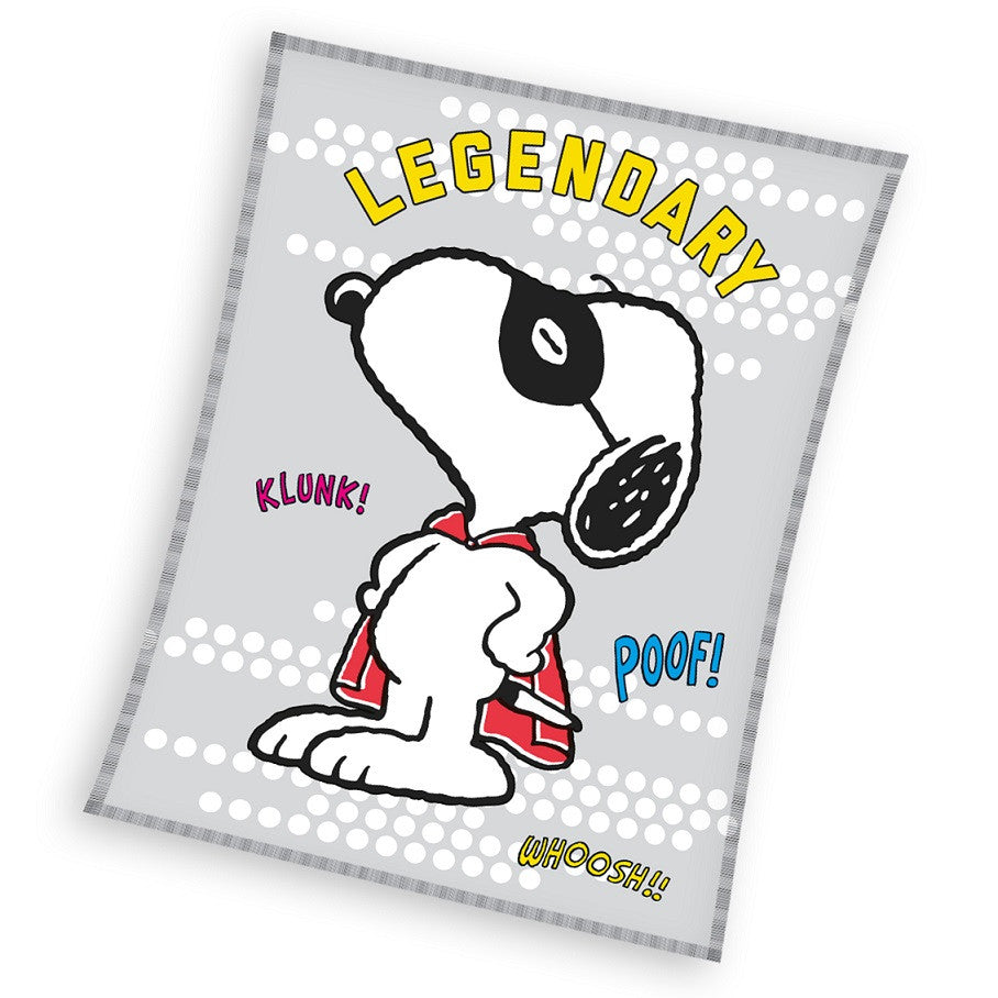 Peanuts Snoopy Fleece Throw Blanket 150 x 200 cm - Large Size - 'Legendary'