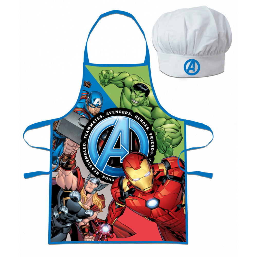 Marvel Comics AVENGERS Apron and Chef's Hat Set. Age 3-8 years