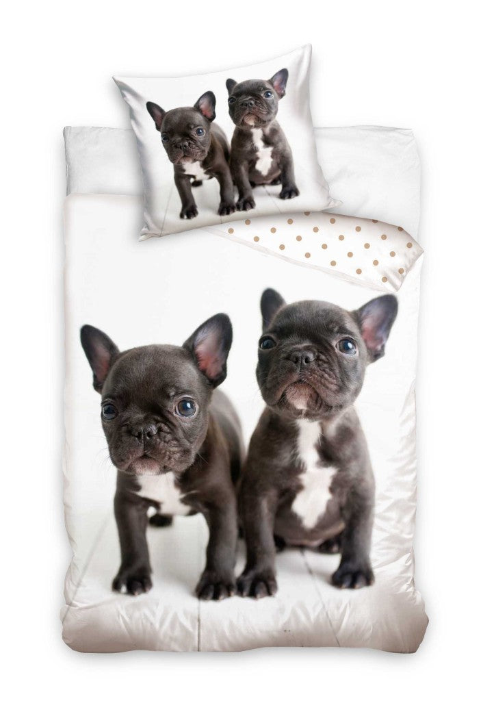 FRENCH BULLDOG Puppies Single Duvet Cover Set 140 x 200 cm 100% COTTON