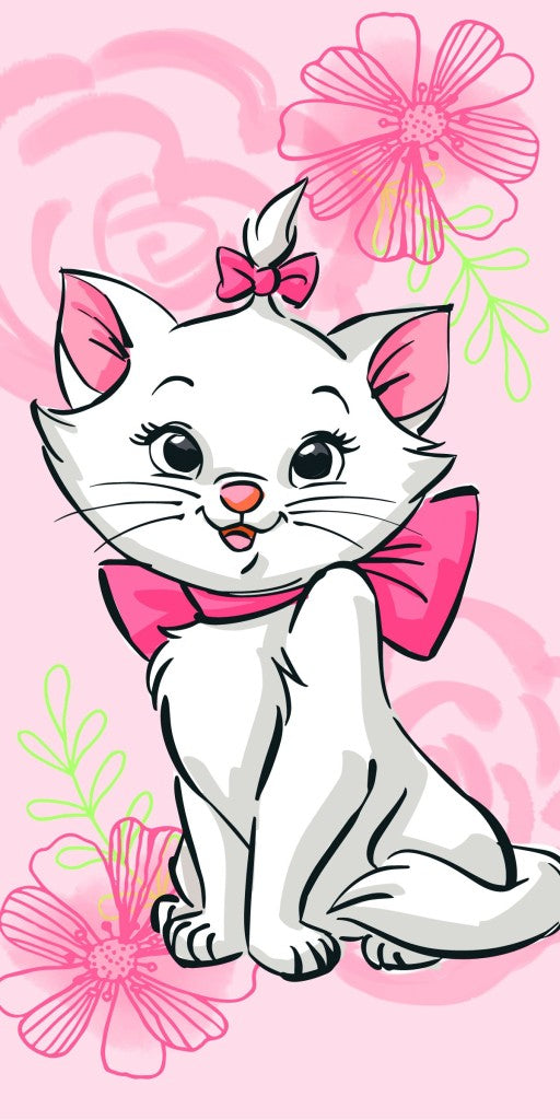 Disney THE ARISTOCATS Marie Bath Beach towel 140 x 70 cm. 100% COTTON pink