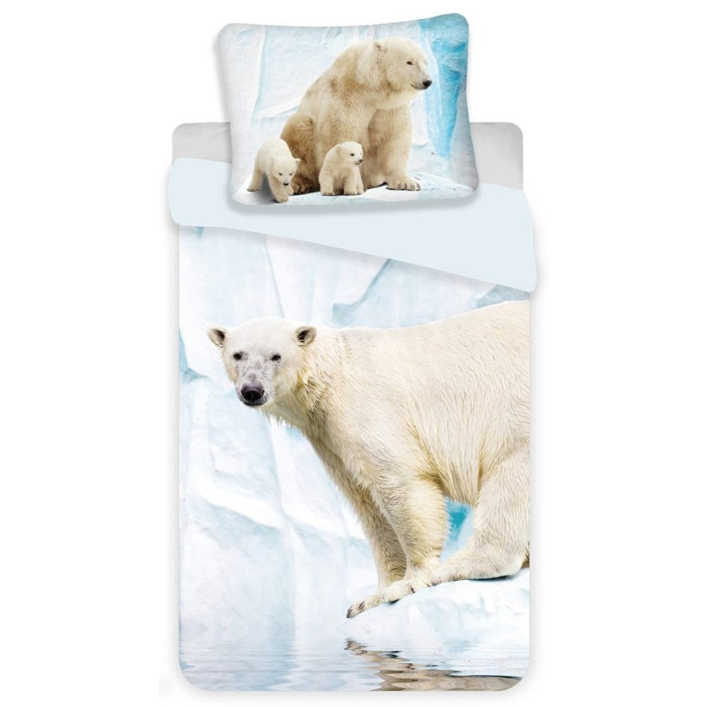 Polar Bear & Cubs Single Duvet Cover Set - 100% Cotton