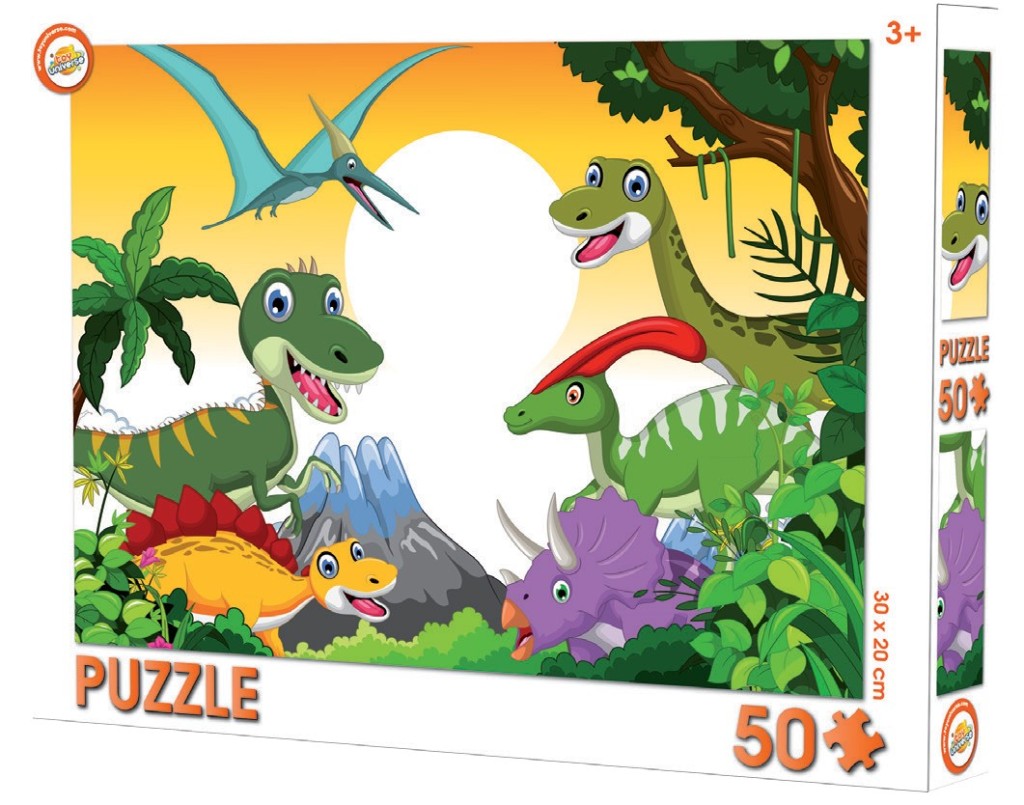 DINOSAUR Puzzle 50 pieces. 30 x 20 cm T-Rex Triceratops Pterodactyl