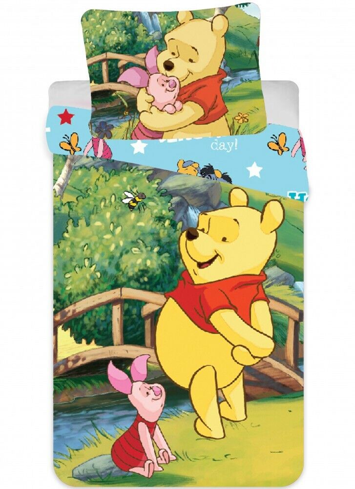 DISNEY WINNIE THE POOH 100% COTTON Toddler Size Duvet Cover Set 90 x 140 cm
