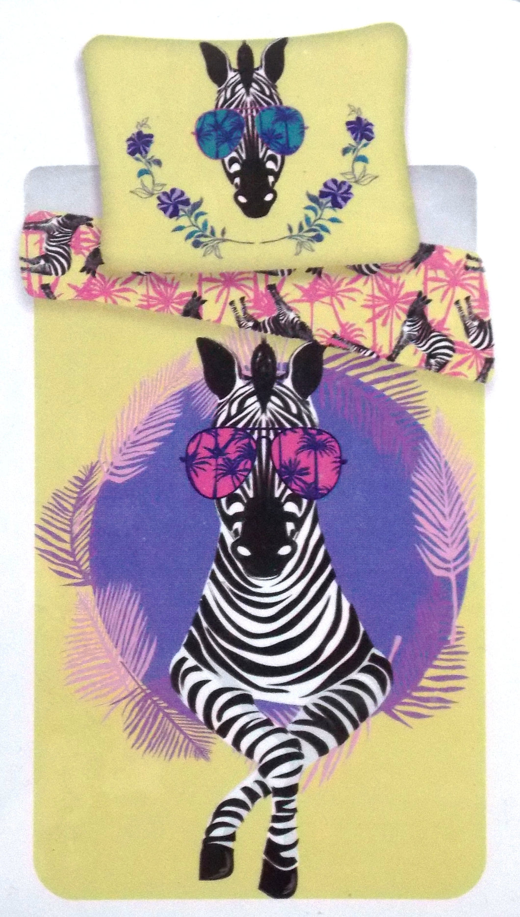 ZANY ZEBRA SINGLE DUVET COVER SET - 140 x 200 cm 100% COTTON